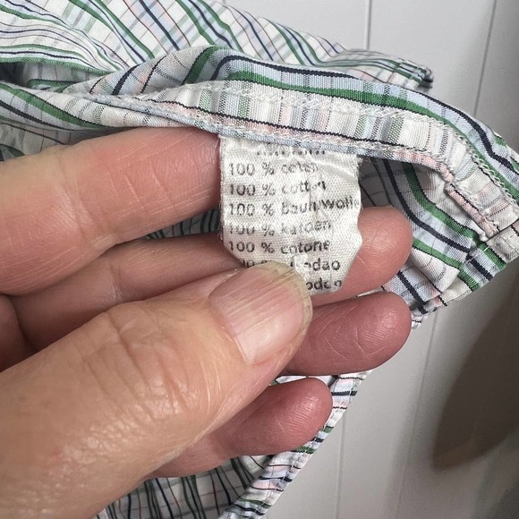 LaCoste Men's Button Down Green/Purple Plaid with Front Pocket SZ 46 - Picture 7 of 7